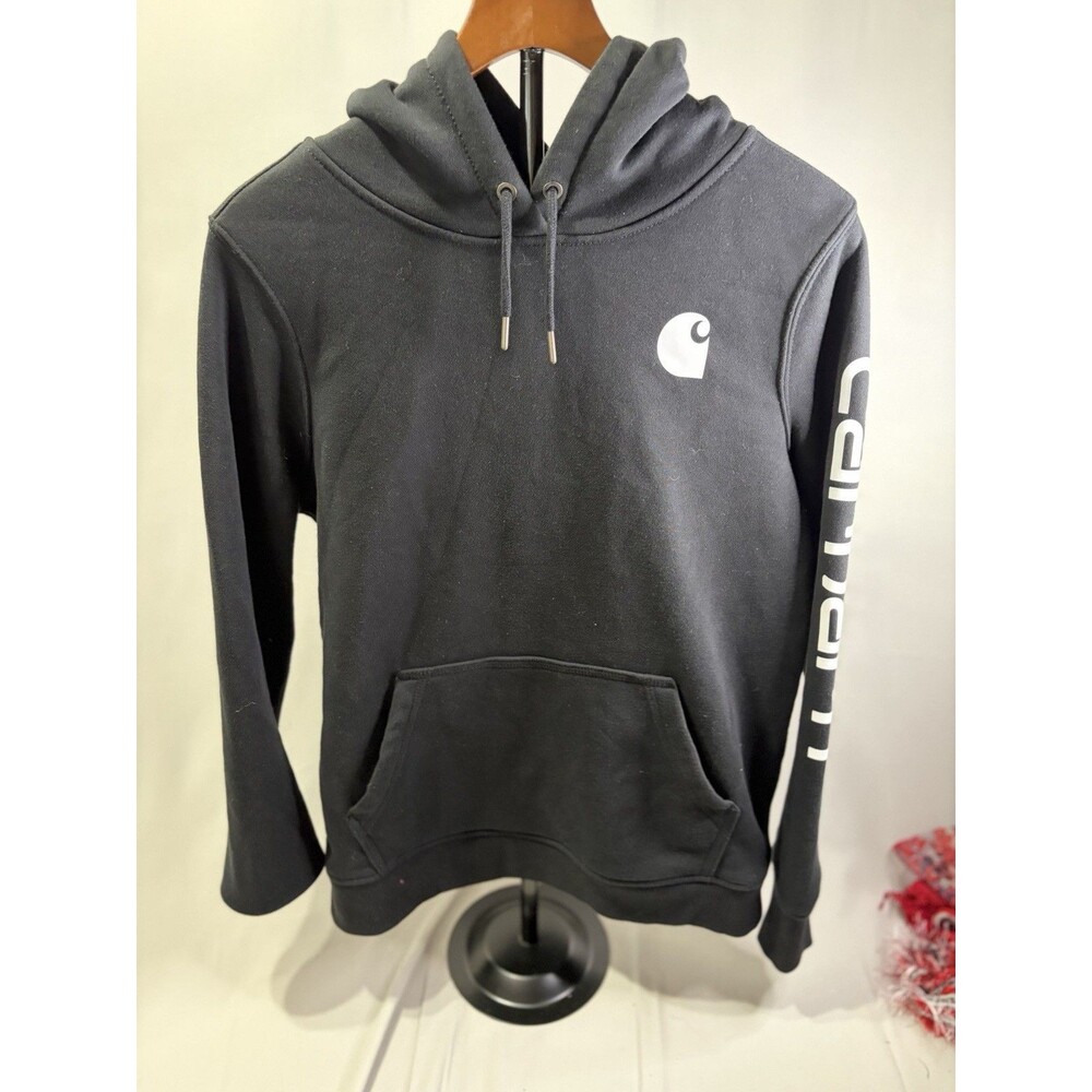 Carhartt Men’s Hoodie Sweatshirt M Black Logo Pullover Outdoors Logo Casual